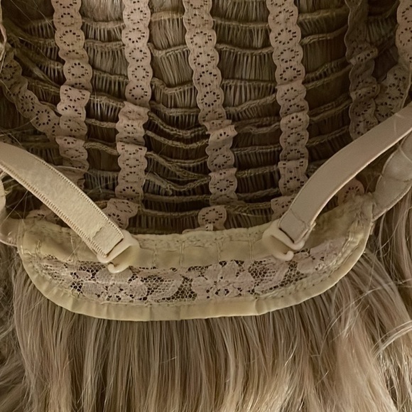 Long Length Blonde Wig with Side Swept Bangs